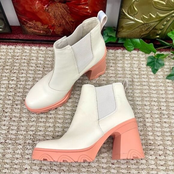 SOREL Brex Waterproof Platform Block Heel Chelsea Bootie Natural Paradox Pink - Picture 8 of 13